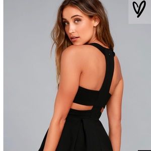 LULUS CUTOUT BLACK SKATER DRESS
